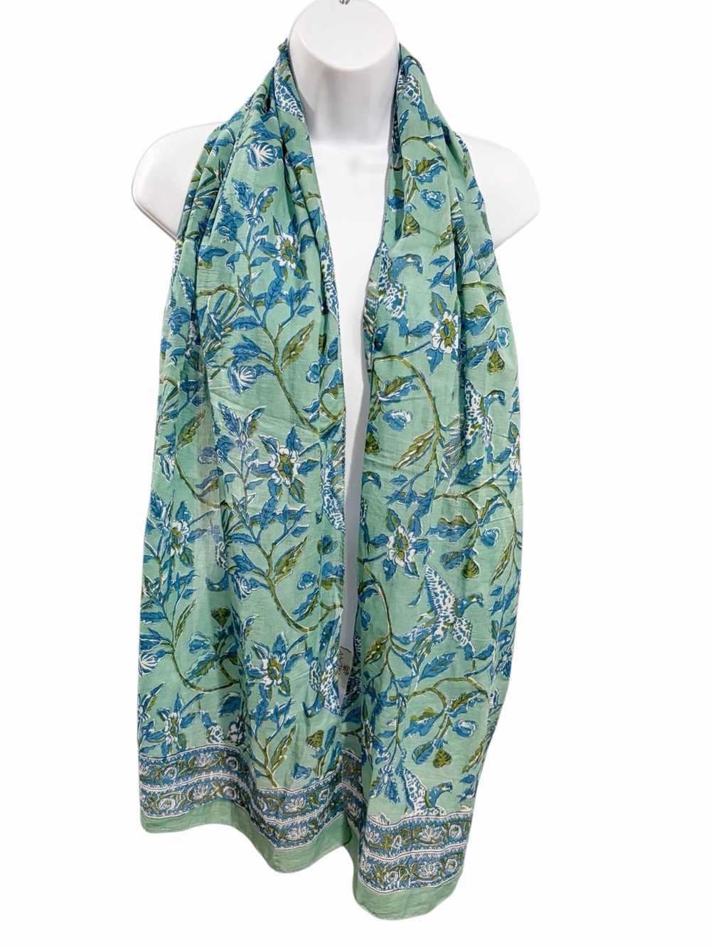 Anokhi 100% Cotton Block-Printed Rectangular Scarf 15”x72”